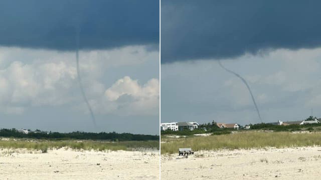 Waterspout spotted coming ashore at New Jersey beach