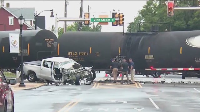 Video: 2 teens critically injured after pickup truck crashes into freight train in Lansdale