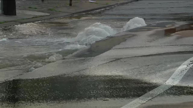Water main break causes road closures at busy intersection in Philadelphia