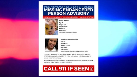 Police searching for woman, child who went missing in Reading