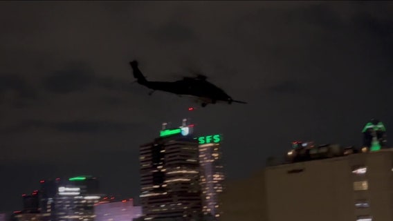 Why were military helicopters flying over Philadelphia on Thursday night?