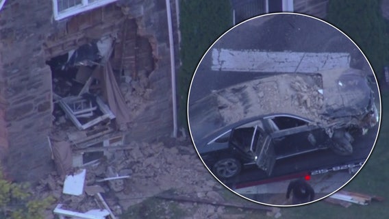 Driver flees after crash sends car into Philadelphia home: police