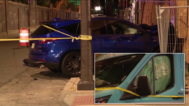 Stolen car hits ambulance, slams into building in Philadelphia: police