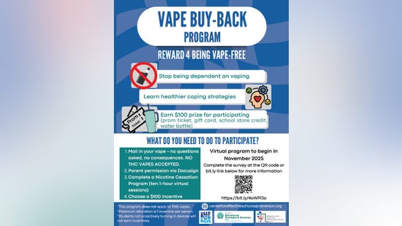 Turn in your vape, receive $100 reward: Free program in Montgomery County to help teens quit vaping