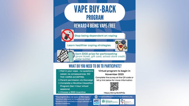 Turn in your vape, receive $100 reward: Free program in Montgomery County to help teens quit vaping