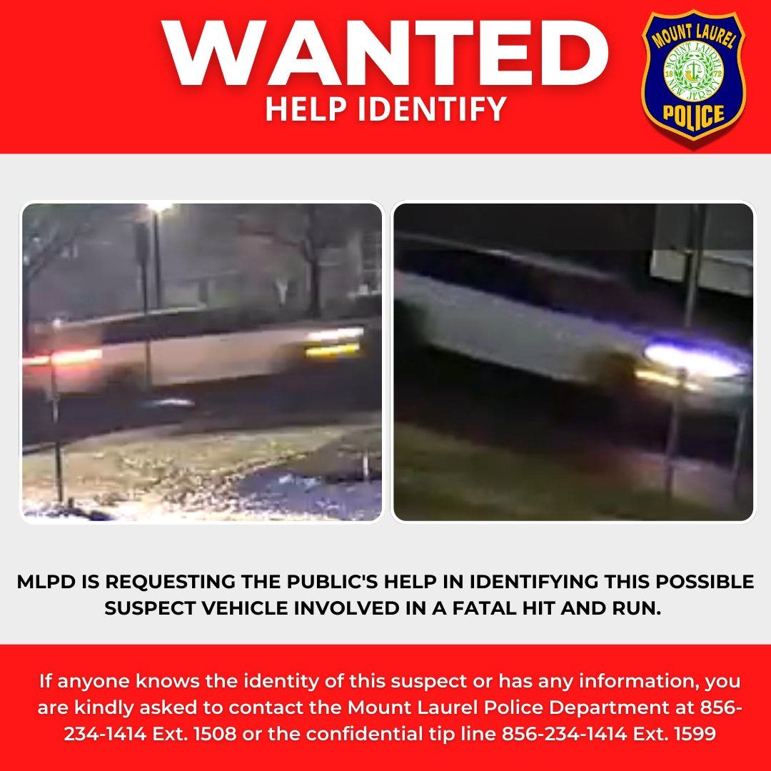 Mount Laurel police seek white SUV in fatal e-bike hit and run
