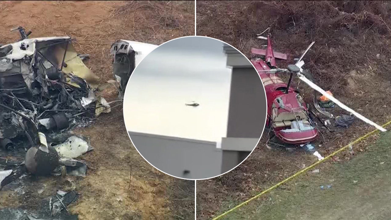 NJ helicopter crash: Video shows helicopter in free fall moments after midair collision