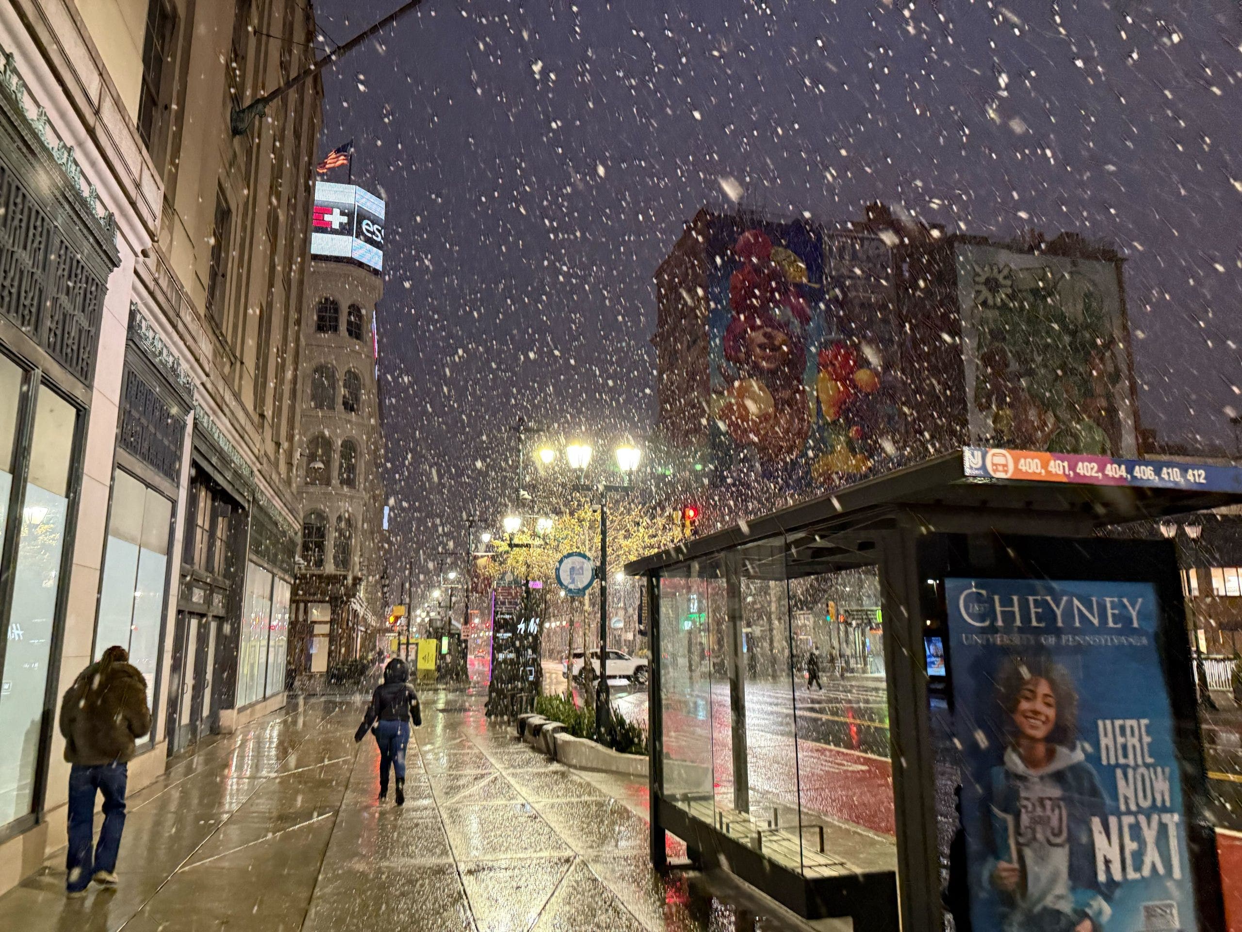 Snow falls in Philadelphia and New Jersey as wintry mix moves through the Northeast