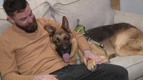 New Jersey man adopts dog left by previous homeowners