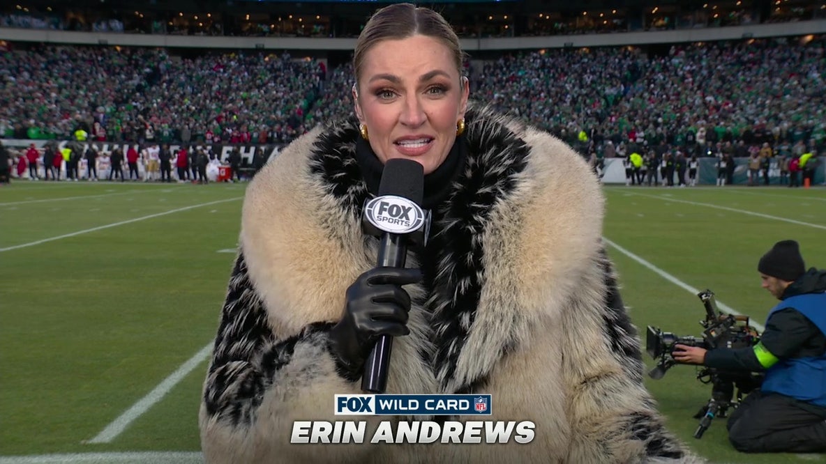 Erin Andrews nearly breaks the internet with Auter fur coat during NFL 49ers-Eagles game