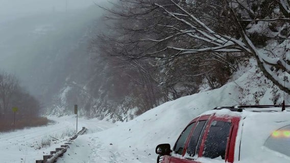 Rare avalanche shuts down Pennsylvania road during winter storm