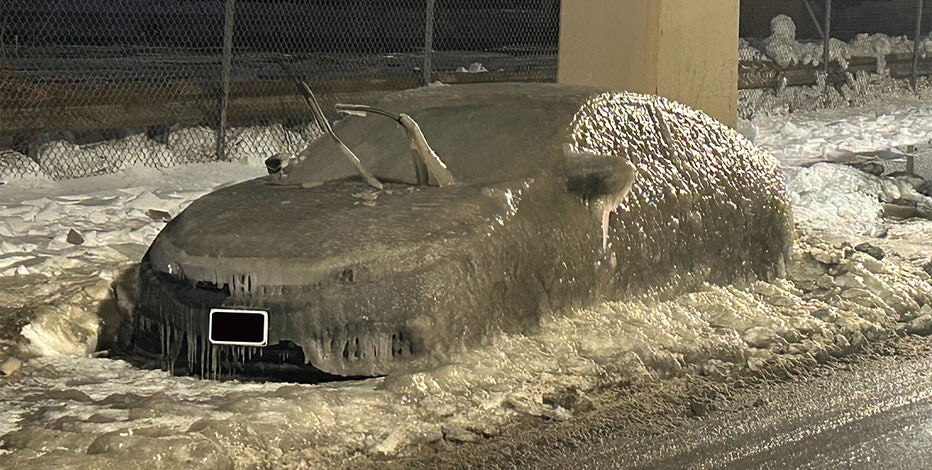 Parked car encased in ice during brutal stretch of below-freezing temps in Philadelphia