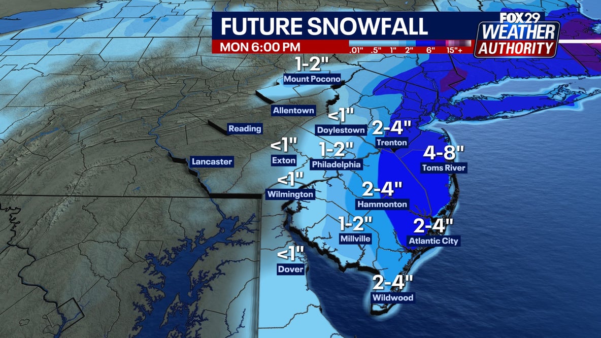 Philadelphia winter storm: How much more snow to expect Monday