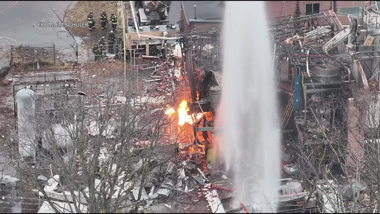 Video: Drone footage shows aftermath of New Jersey building explosion