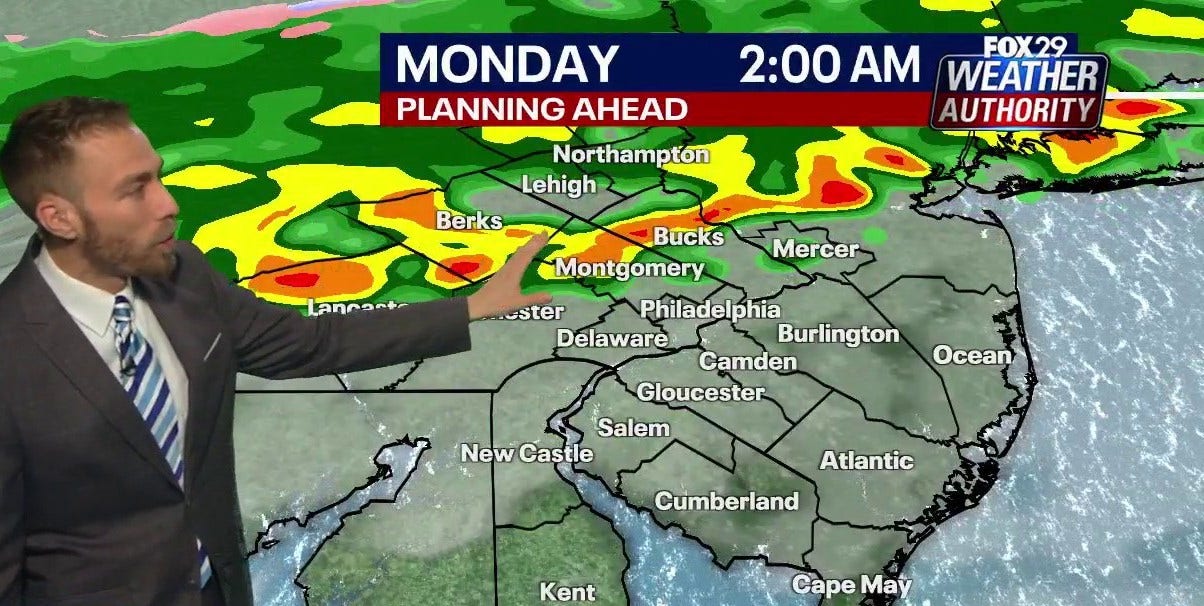Sunny Sunday turns to storms overnight into Monday's commute for Philadelphia area