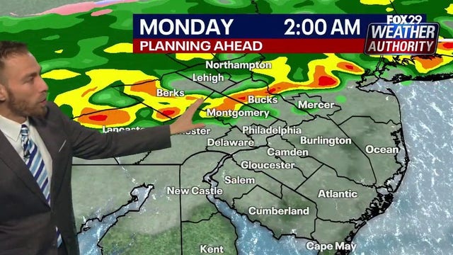 Sunny Sunday turns to storms overnight into Monday's commute for Philadelphia area