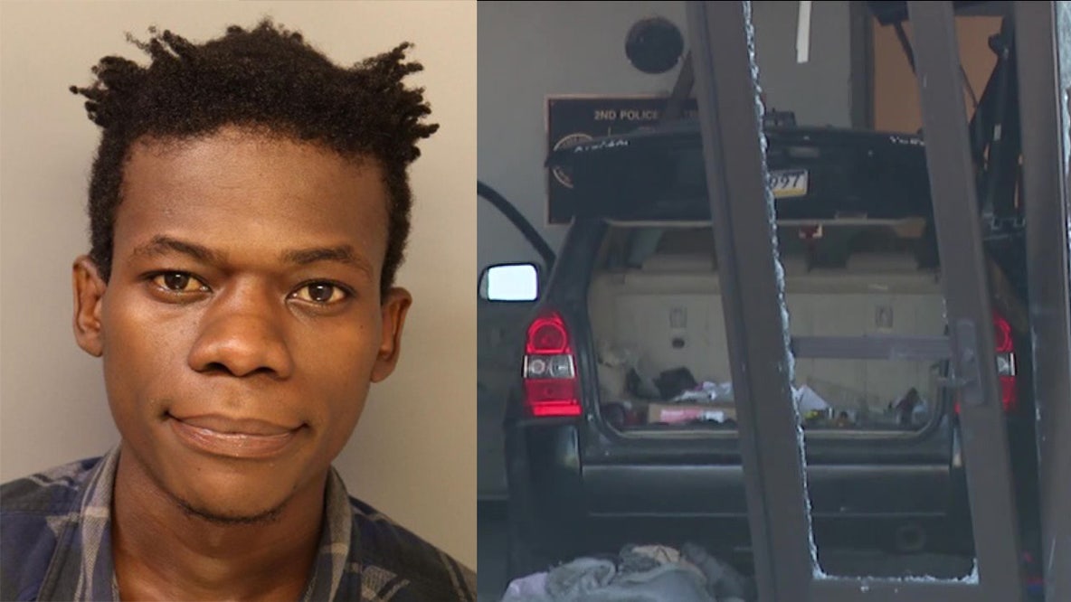Man, 26, charged after SUV rams into Philadelphia police station lobby