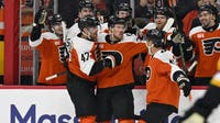 Flyers score 3 in second period, beat Penguins 5-2 for 3-0 series lead in Philadelphia