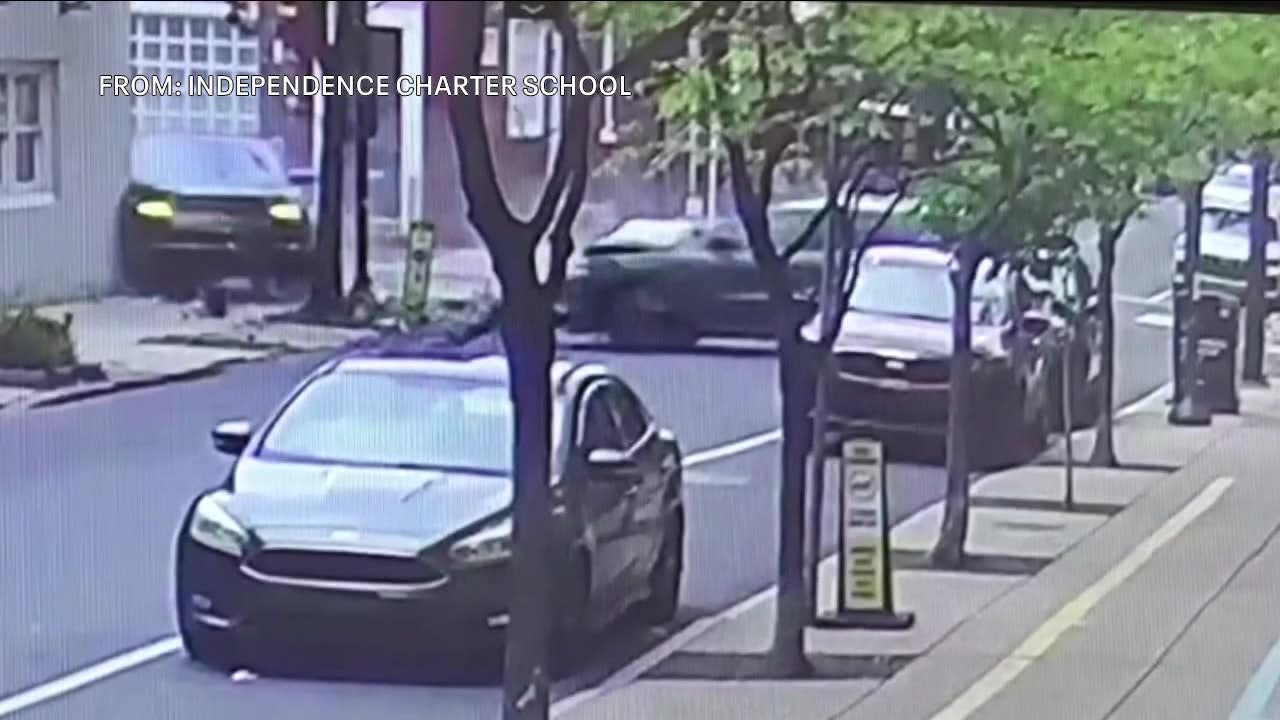 Speeding driver causes crash outside Independence Charter School in Center City