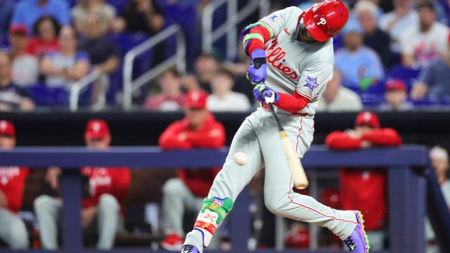 Bryce Harper hits 7th homer, Aaron Nola leads Phillies past Marlins 1-0 in Miami