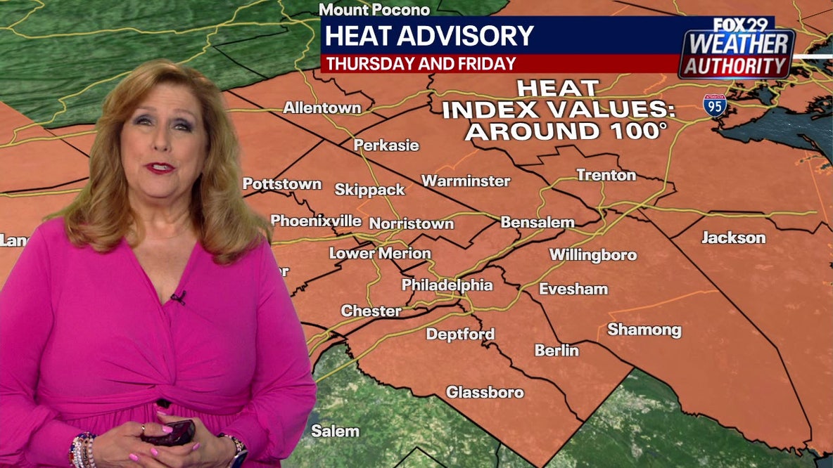 Philadelphia weather: Heat advisory issued Thursday and Friday, severe storms possible
