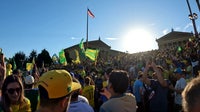 Brazilian fans rally at Philadelphia Art Museum steps ahead of World Cup match