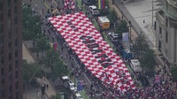 Croatian fans march from Center City to Old City before FIFA World Cup match