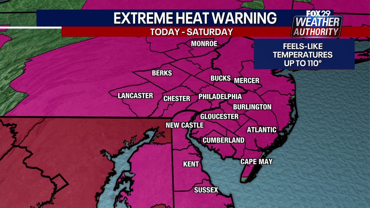 Extreme heat warning in effect as Philadelphia prepares for triple digit temperatures