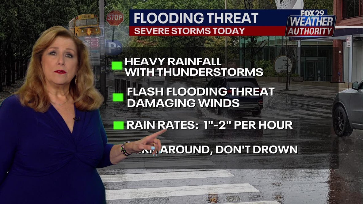 Severe storms, flash flooding to threaten Philadelphia area on Tuesday