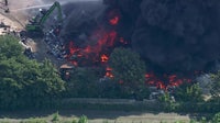 Air quality tests underway after large fire at scrapyard just outside of Philadelphia