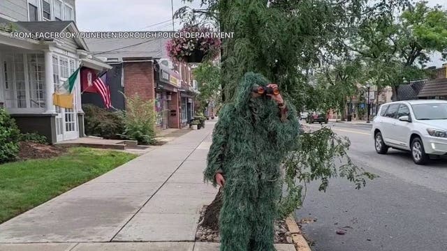A New Jersey police officer disguised himself as a bush. It led to 74 distracted-driving tickets