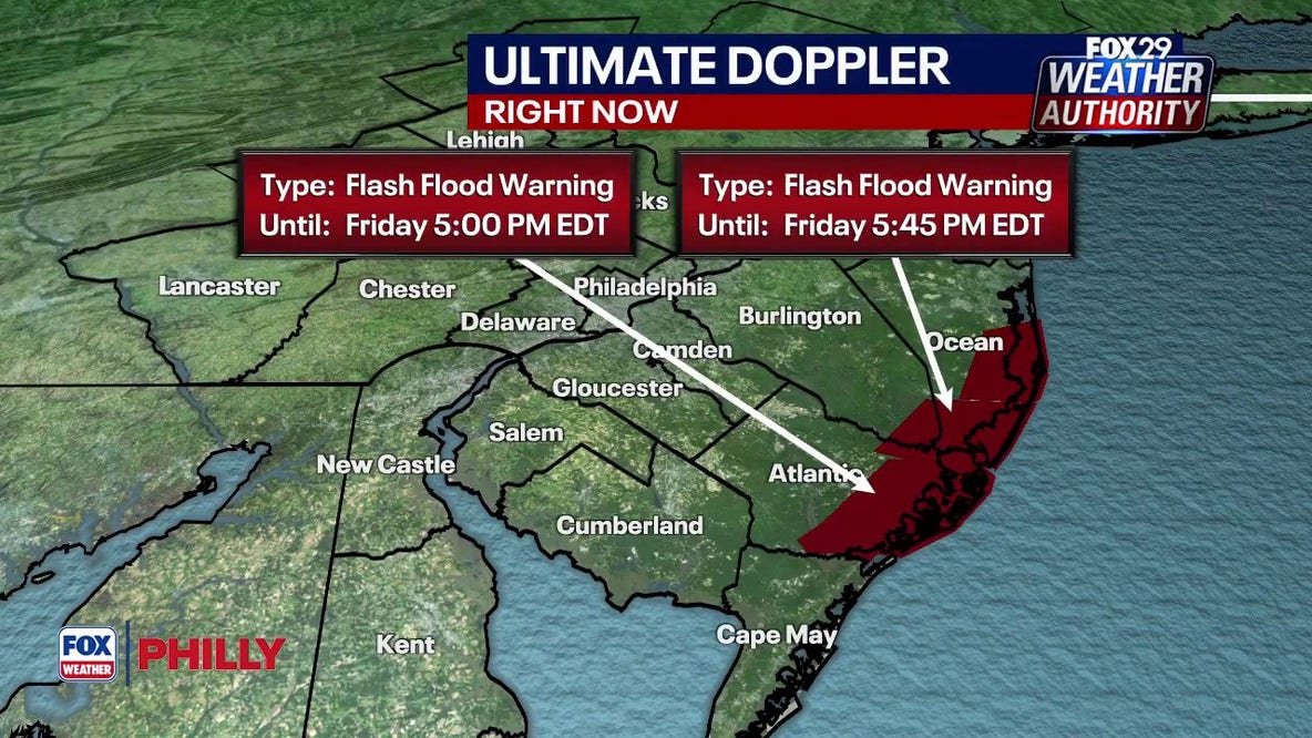 Jersey Shore under Flash Flood Warnings before rain clears out for weekend