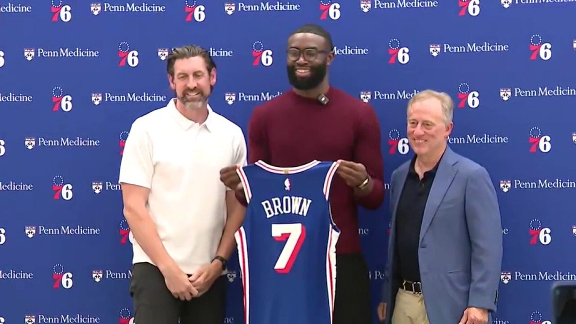 Jaylen Brown introduced by Sixers, talks expectations at Philly rec center