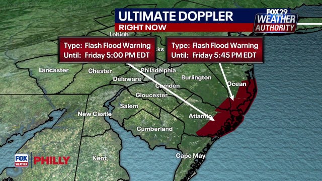 Jersey Shore under Flash Flood Warnings before rain clears out for weekend
