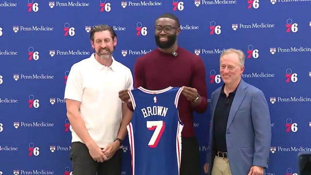 Jaylen Brown introduced by Sixers, talks expectations at Philly rec center
