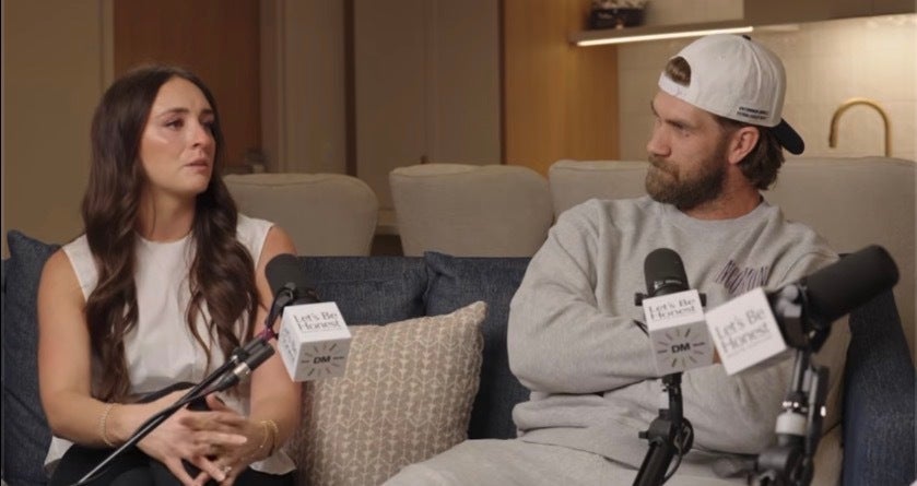 Kayla Harper tears up over criticism Phillies star husband Bryce Harper faces in first-ever joint interview