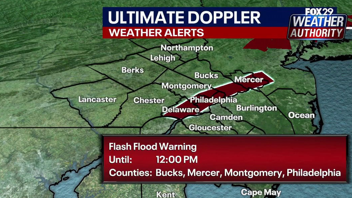 Flash flood warning in effect for Philadelphia area as morning storms sweep through