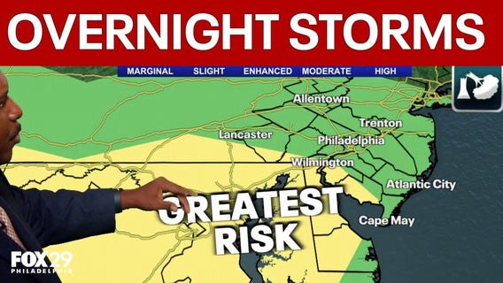 Severe thunderstorm watch issued for Chester County, Delaware, South Jersey