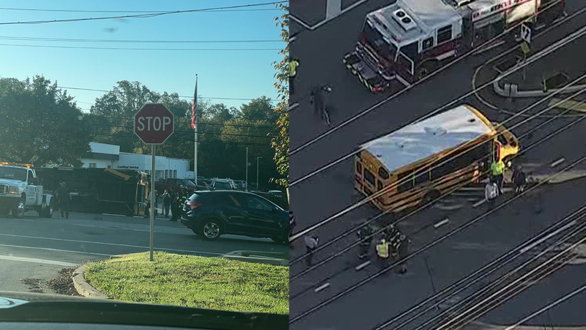 School bus overturns in Delaware County crash