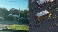 4 middle school students hurt in overturned bus crash in Newtown Township