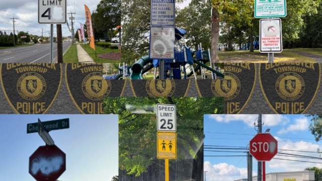 Multiple street signs vandalized with spray paint in Gloucester Township neighborhoods