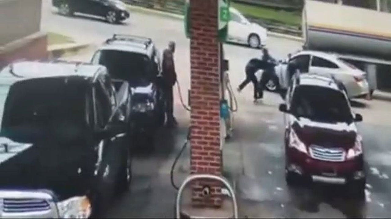 Attempted carjacking stopped at gas station, police look for suspect