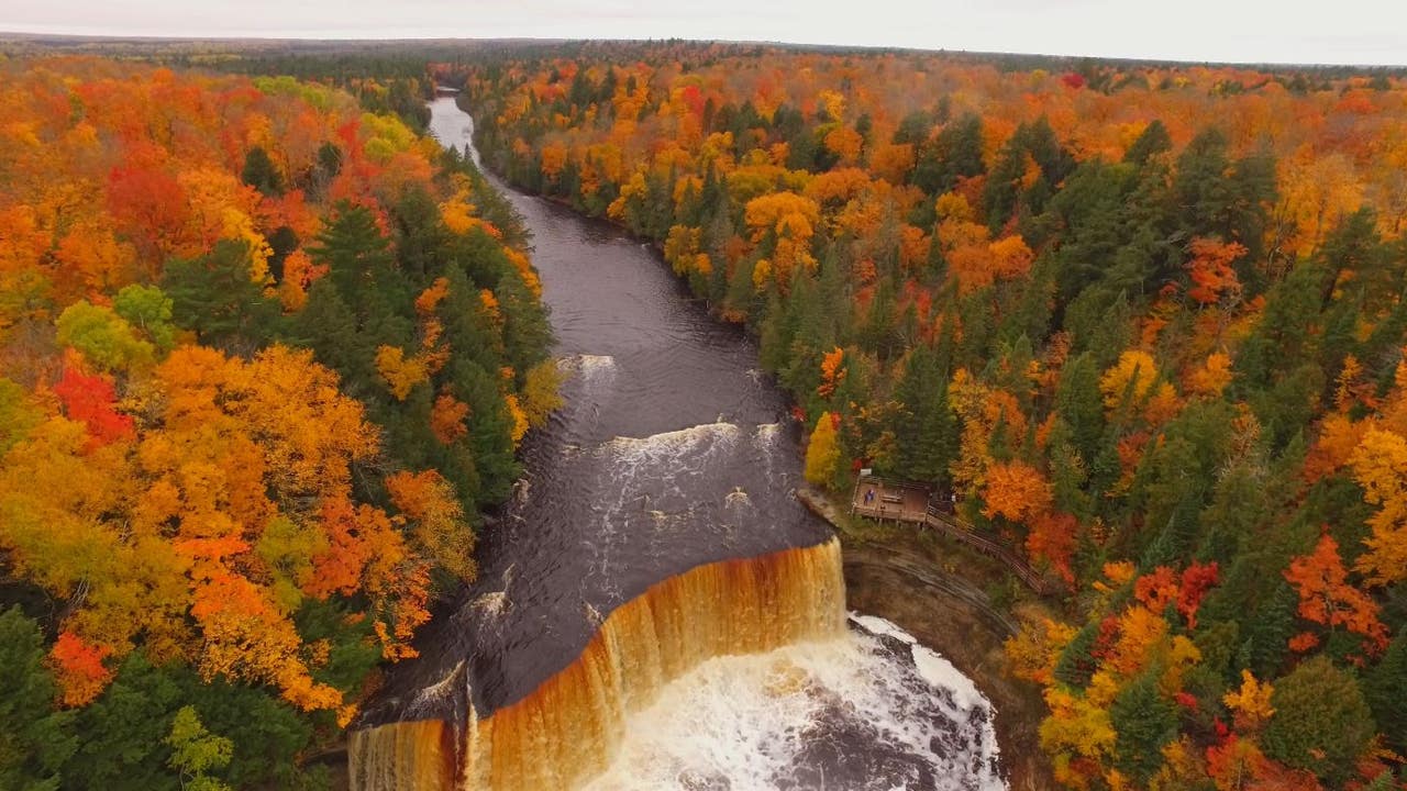Drone provides rarely seen view of Tahquamenon Falls FOX 2 Detroit
