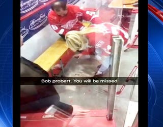 Widow of Red Wings enforcer Robert Probert spreads his ashes in