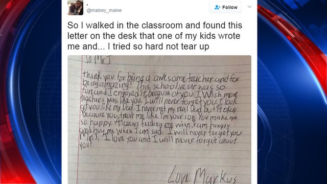 Fifth grader leaves beautiful letter for Atlanta teacher