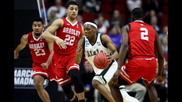Winston, Michigan State hold off Bradley 76-65