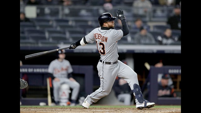 WATCH: Peterson's 1st MLB hit in 9th sends Tigers past Yankees 3-1