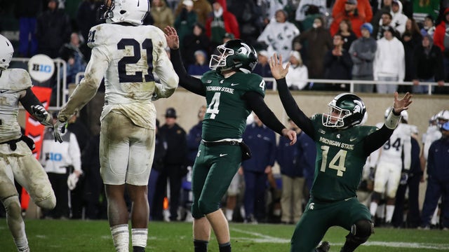 WATCH: No. 24 Spartans wait out delay, upset No. 7 Penn State 27-24