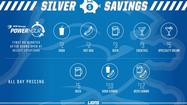 Lions announce discounted food & beverage pricing at Ford Field