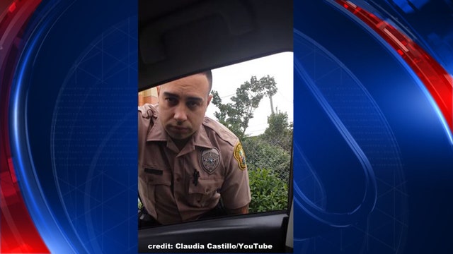 Watch a woman pull over a speeding cop to tell him to slow down